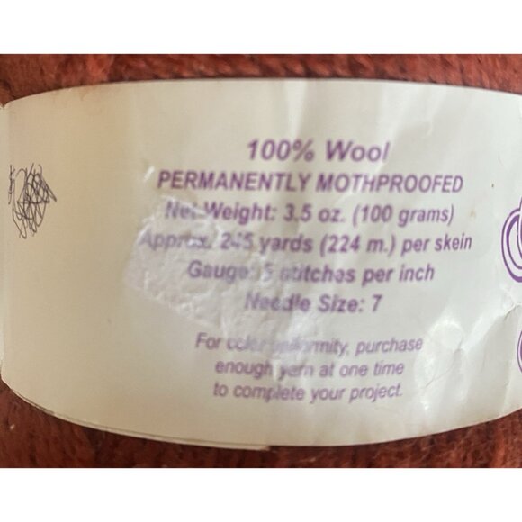 Brown Sheep Co 101 Burnt Sienna 100% Wool Skein + Ball Fancy  Wool Yarn - Picture 5 of 6